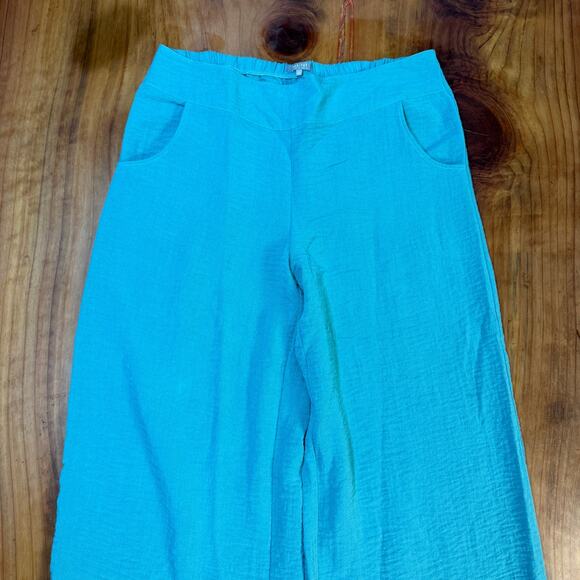 Habitat Clothes to live in Women's Pants L 1Crop Wide leg Lagenlook boho E4-3 - Picture 2 of 6
